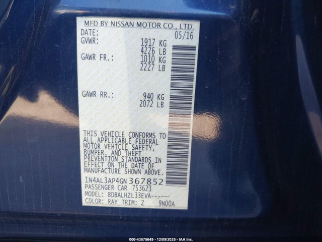 2016 NISSAN ALTIMA 1N4AL3AP4GN367852 Photo 8