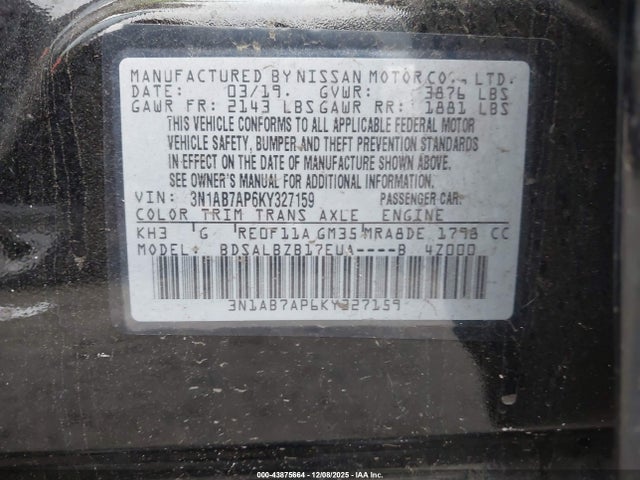 2019 NISSAN SENTRA 3N1AB7AP6KY327159 Photo 8