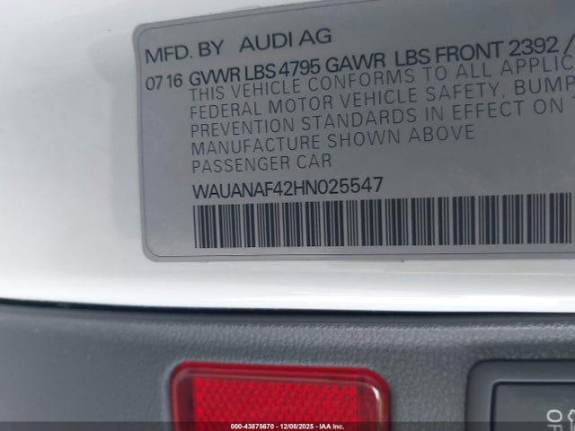 2017 AUDI A4 WAUANAF42HN025547 Photo 8