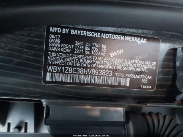2017 BMW I3 WBY1Z8C38HV893823 Photo 8