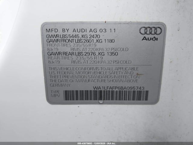 2011 AUDI Q5 WA1LFAFP6BA095743 Photo 8