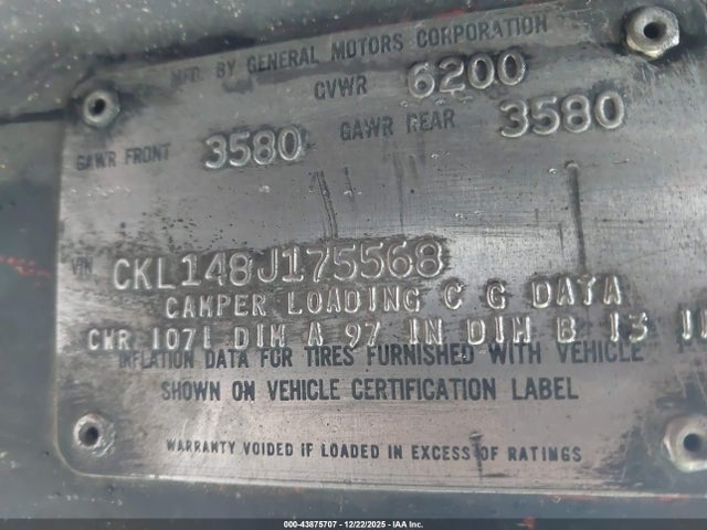 Aukcja sprzedaży 1978 Chevrolet K10, vin: CKL148J175568, numer aukcji: 43875707
