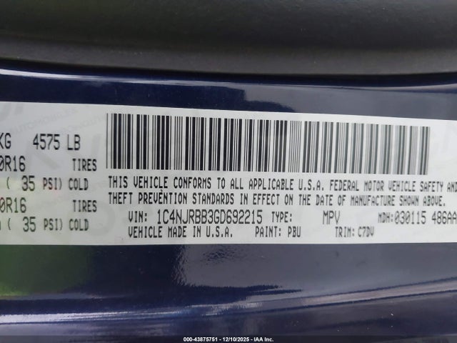 Jeep Patriot Sport 2016 1C4NJRBB3GD692215 Image 9