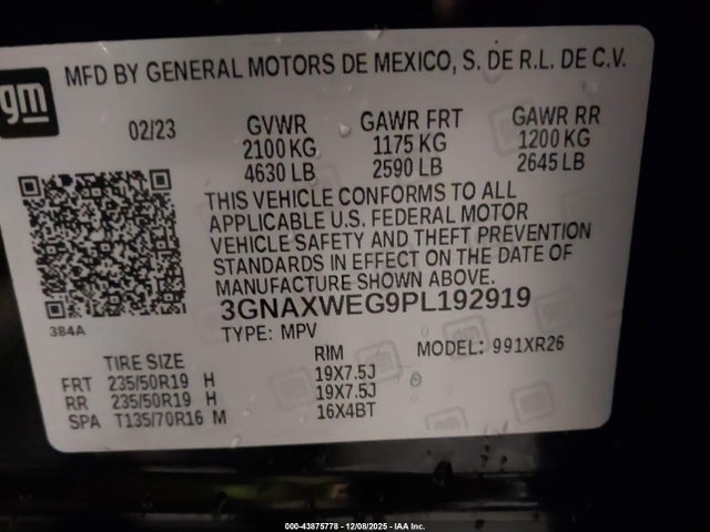 Chevrolet Equinox Awd Rs 2023 3GNAXWEG9PL192919 Image 9