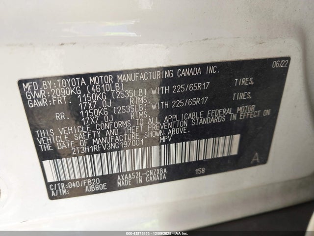 Toyota RAV4 LE 2022 2T3H1RFV3NC197001 Image 9