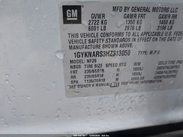 2017 CADILLAC XT5 1GYKNARS3HZ313050 Photo 8