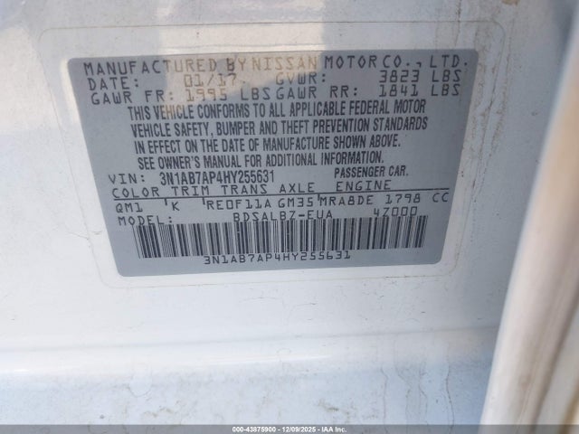 3N1AB7AP4HY255631 Nissan SENTRA S