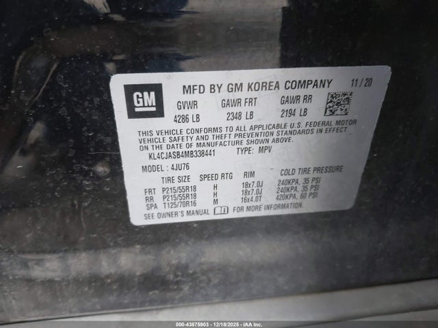 Aukcja sprzedaży 2021 Buick Encore Fwd Preferred, vin: KL4CJASB4MB338441, numer aukcji: 43875903