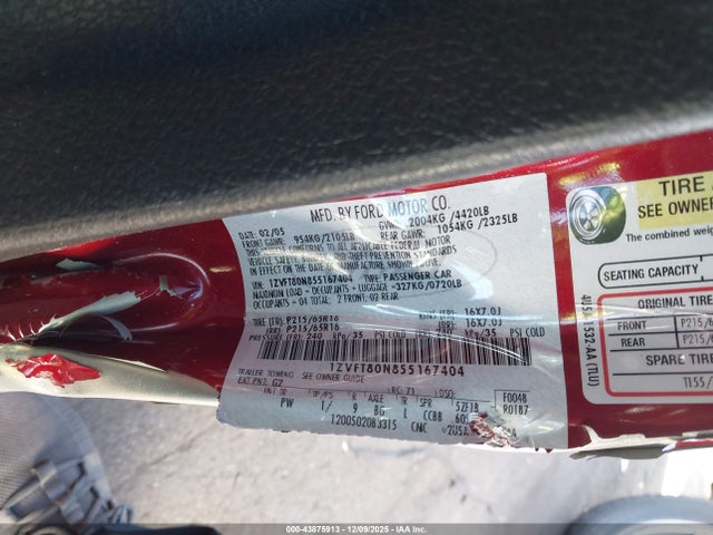 2005 FORD MUSTANG 1ZVFT80N855167404 Photo 8