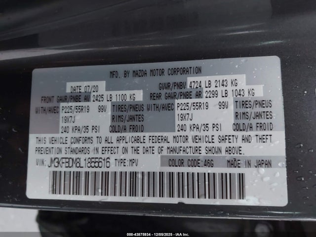Mazda Cx-5 Grand Touring 2020 JM3KFBDM8L1855616 Image 9