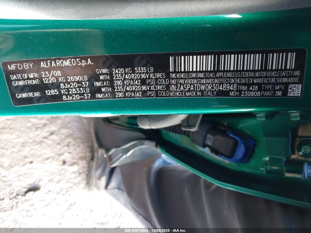 2024 ALFA ROMEO TONALE ZASPATDW0R3048948 Photo 8