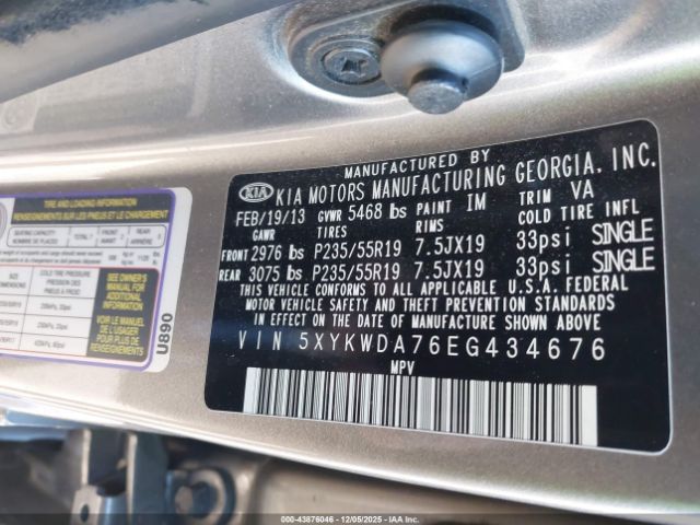 2014 KIA SORENTO 5XYKWDA76EG434676 Photo 8