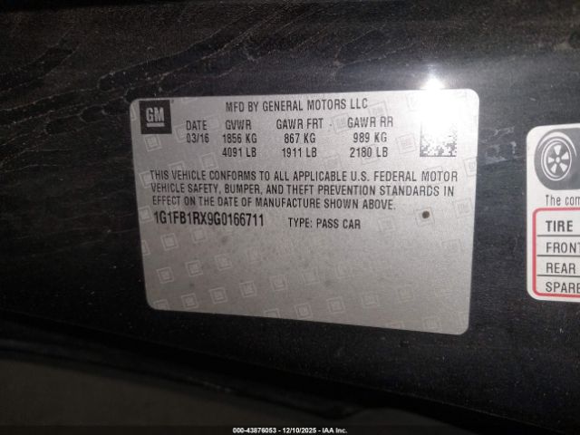 2016 CHEVROLET CAMARO 1G1FB1RX9G0166711 Photo 8