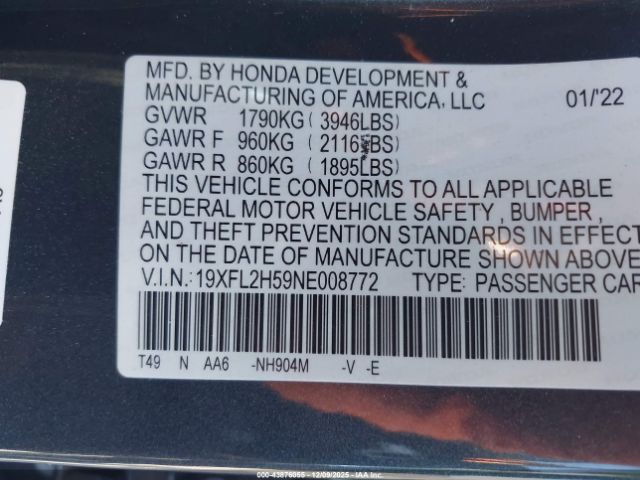 2022 HONDA CIVIC 19XFL2H59NE008772 Photo 8