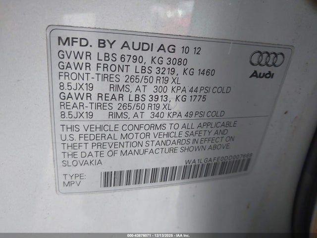 2013 AUDI Q7 WA1LGAFE0DD007668 Photo 8
