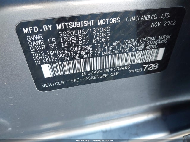 2023 MITSUBISHI MIRAGE ML32AWHJ9PH003466 Photo 8