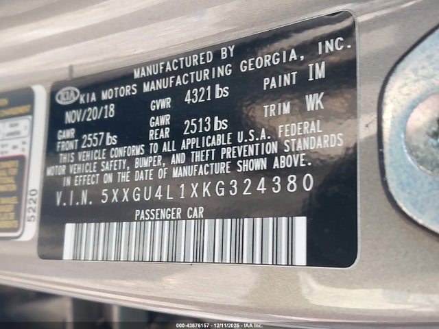 5XXGU4L1XKG324380 KIA OPTIMA EX