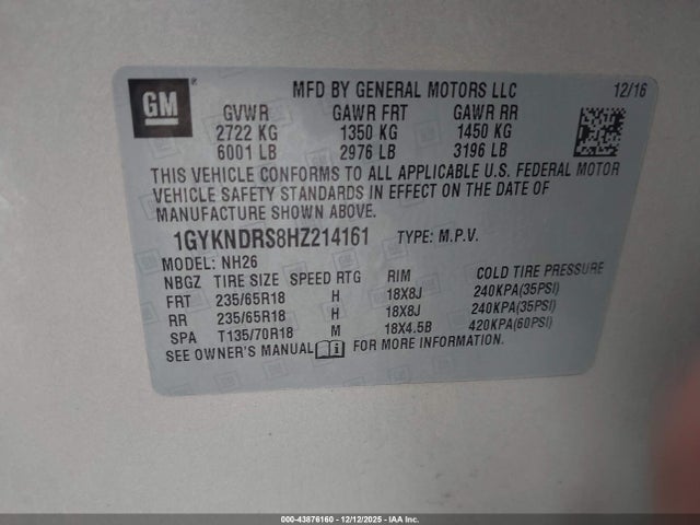 2017 CADILLAC XT5 1GYKNDRS8HZ214161 Photo 8