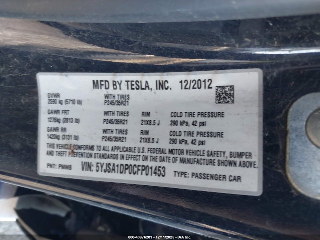 2012 TESLA MODEL S 5YJSA1DP0CFP01453 Photo 8