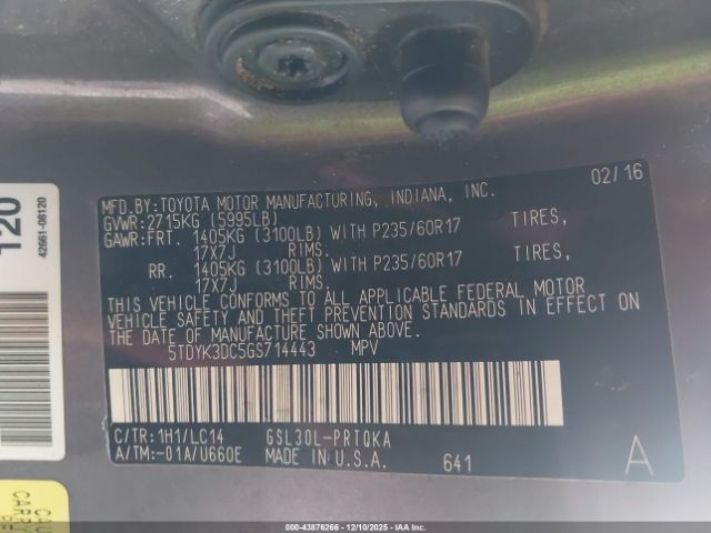 2016 TOYOTA SIENNA 5TDYK3DC5GS714443 Photo 8