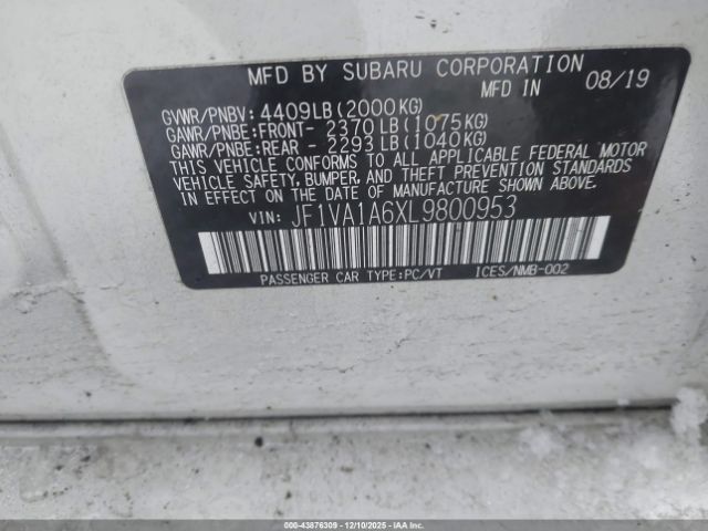 2020 SUBARU WRX JF1VA1A6XL9800953 Photo 8