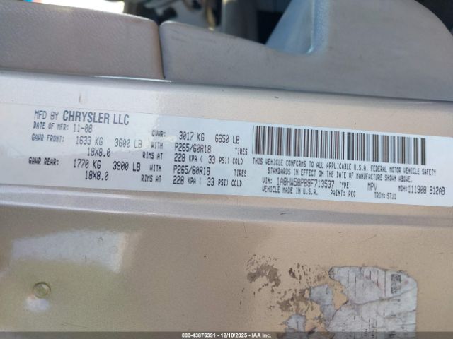 2009 CHRYSLER ASPEN 1A8HW58P89F713537 Photo 8