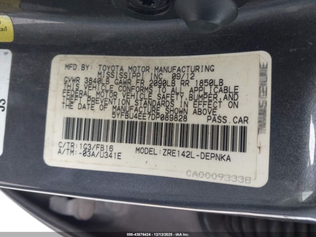 2013 TOYOTA COROLLA 5YFBU4EE7DP089828 Photo 8