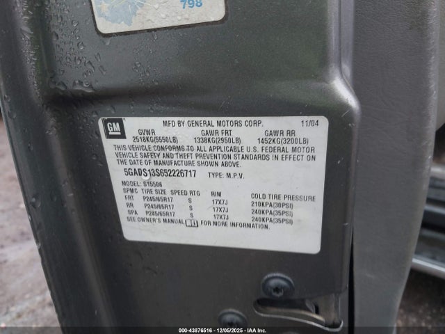 2005 BUICK RAINIER 5GADS13S652226717 Photo 8