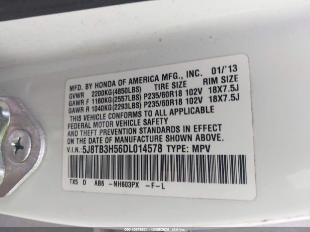 2013 ACURA RDX 5J8TB3H56DL014578 Photo 8