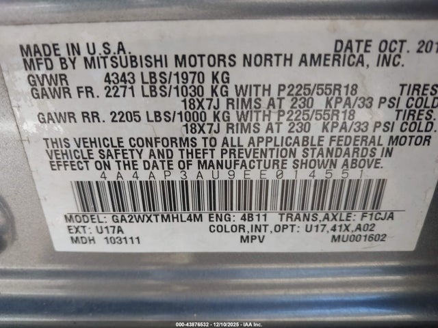 2014 MITSUBISHI OUTLANDER SPORT 4A4AP3AU9EE014551 Photo 8