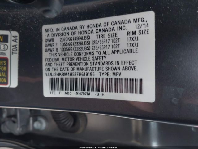 2015 HONDA CR-V 2HKRM4H52FH619195 Photo 8