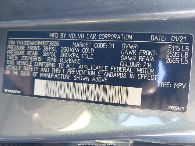 2021 VOLVO V60 CROSS COUNTRY YV4102WK9M1073826 Photo 8