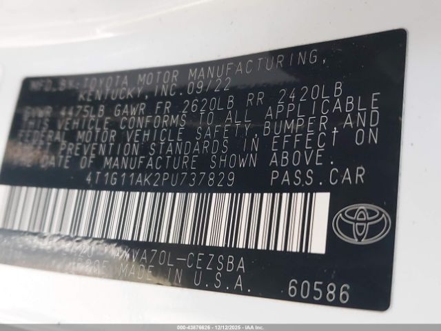 2023 TOYOTA CAMRY 4T1G11AK2PU737829 Photo 8