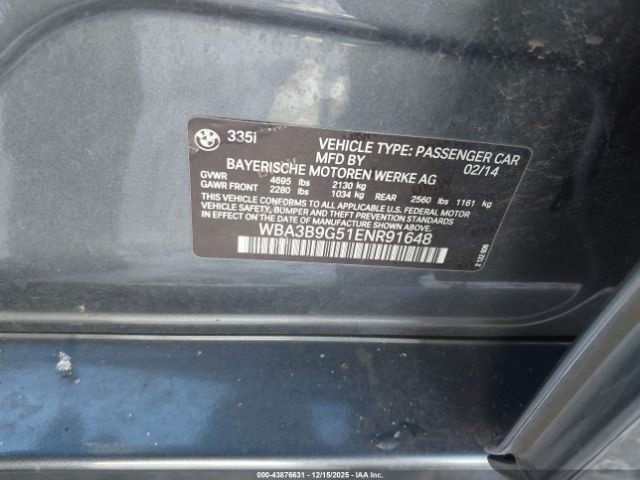 2014 BMW 335I WBA3B9G51ENR91648 Photo 8