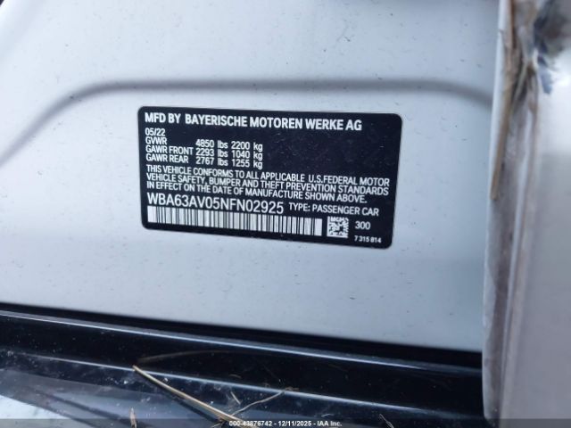 2022 BMW 430I GRAN COUPE WBA63AV05NFN02925 Photo 8