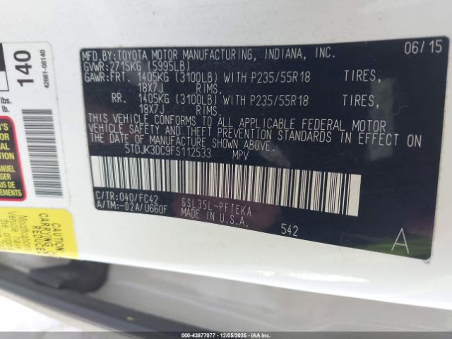 2015 TOYOTA SIENNA 5TDJK3DC9FS112533 Photo 8