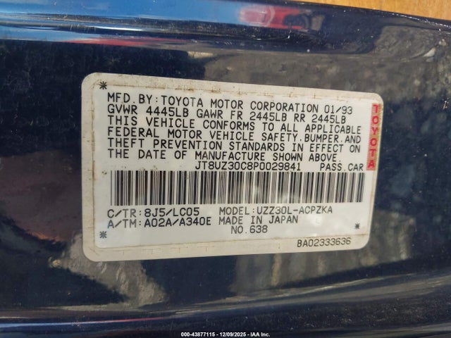 1993 LEXUS SC JT8UZ30C8P0029841 Photo 8