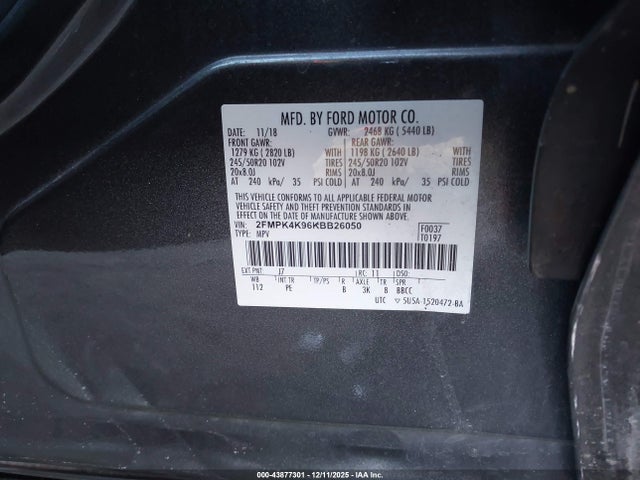 Aukcja sprzedaży 2019 Ford Edge Titanium, vin: 2FMPK4K96KBB26050, numer aukcji: 43877301