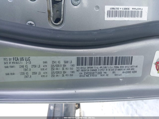 2019 DODGE JOURNEY 3C4PDDEG2KT712659 Photo 8