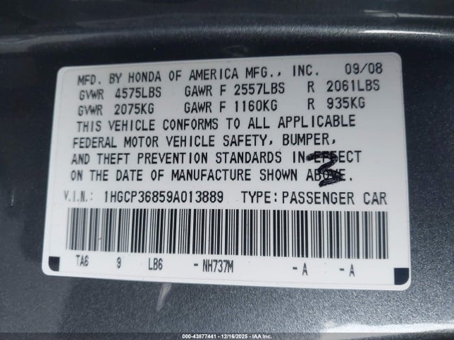 2009 HONDA ACCORD SDN 1HGCP36859A013889 Photo 8