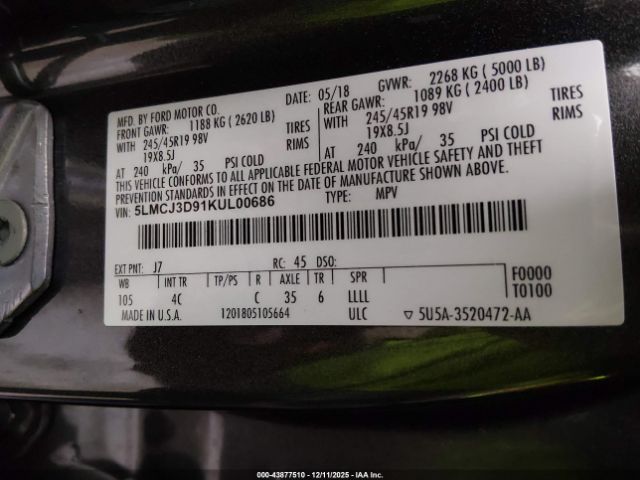 2019 LINCOLN MKC 5LMCJ3D91KUL00686 Photo 8