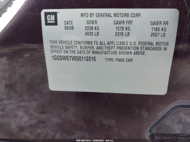 2009 CADILLAC STS 1G6DW67V890112016 Photo 8