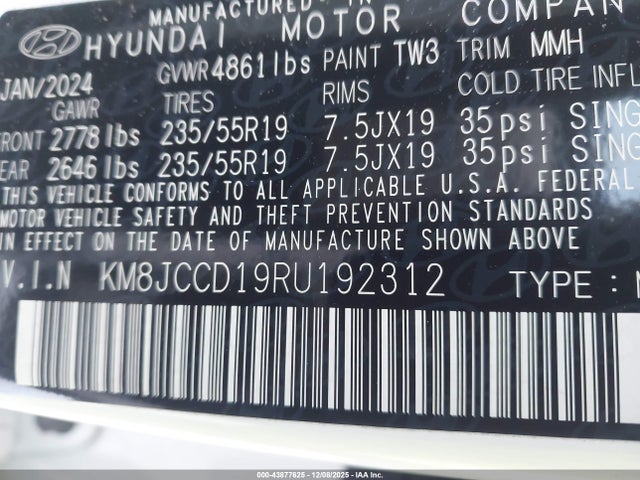 2024 HYUNDAI TUCSON HYBRID KM8JCCD19RU192312 Photo 8