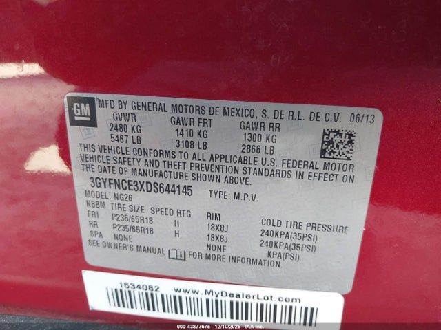 2013 CADILLAC SRX 3GYFNCE3XDS644145 Photo 8