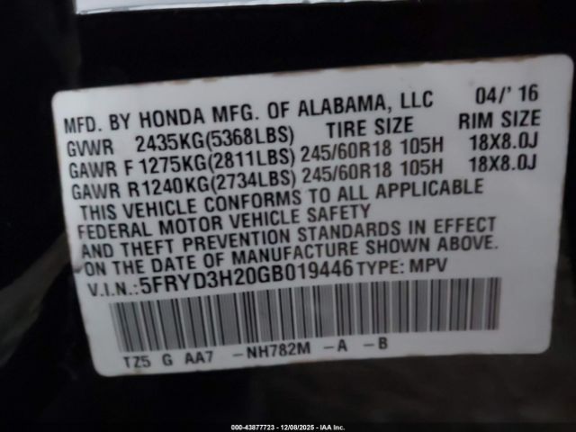 2016 ACURA MDX 5FRYD3H20GB019446 Photo 8