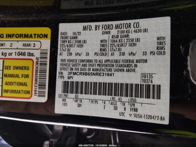 2022 FORD BRONCO SPORT 3FMCR9B65NRE31641 Photo 8