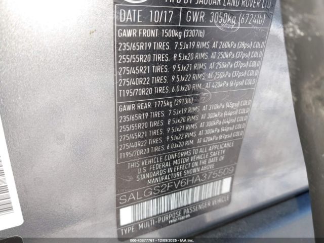 2017 LAND ROVER RANGE ROVER SALGS2FV6HA375509 Photo 8