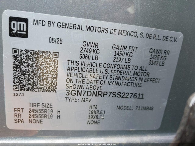 3GN7DNRP7SS227611 Chevrolet Equinox Ev Lt 2