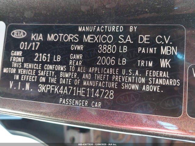 KIA FORTE LX 2017 3KPFK4A71HE114728 Image 9
