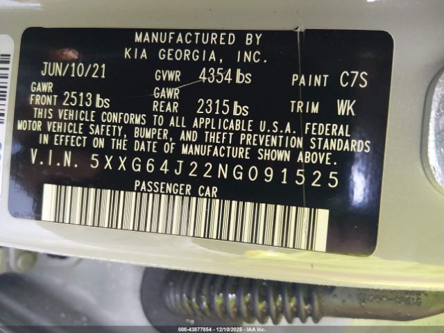 2022 KIA K5 5XXG64J22NG091525 Photo 8